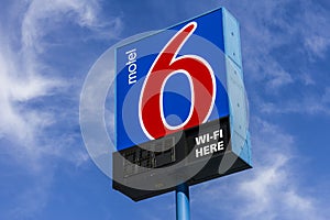 Kokomo - Circa October 2016: Motel 6 Logo and Signage. Motel 6 is a major chain of budget motels II