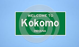 Kokomo, Indiana city limit sign. Town sign from the USA.