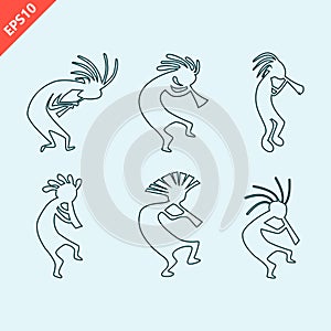 Kokopelli fertility deity design vector flat isolated illustration