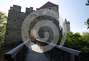 Kokorin castle with access bridge, Czech Republic