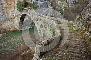 Kokoris stone bridge, Zagorohoria, Greece photo