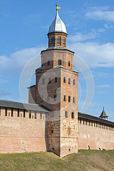 Kokui Tower is close-up. Detinets of Veliky Novgorod