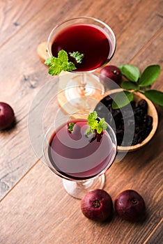 Kokum Sharbat, Juice or Sherbet OR summer coolant drink made up of Garcinia indica