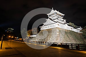 Kokura castle at night in Kitakyushu City, Japan