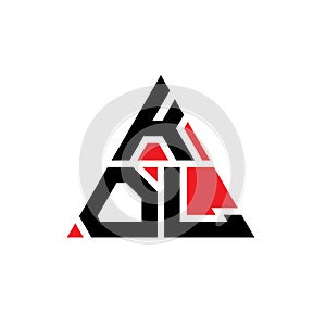 KOL triangle letter logo design with triangle shape. KOL triangle logo design monogram. KOL triangle vector logo template with red