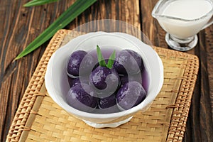Kolak Candil Ubi Ungu, Purple Sweet Potato Ball with Sweet Coconut Milk photo