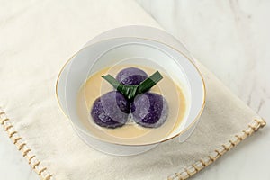 Kolak Candil Ubi Ungu or Purple Sweet Potato Glutinous Rice Balls