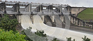 Kolar dam open sluice gates, Bhopal, India