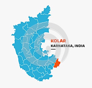 Kolar District Highlighted on Karnataka State Map