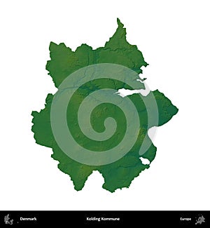 Kolding Kommune, Denmark, isolated on white. Physical