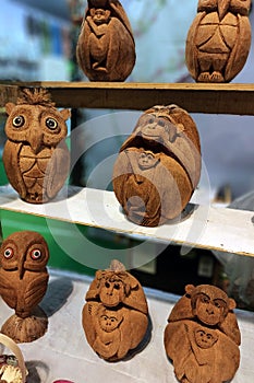 View of a handicraft shop at the Calcutta art fair in India