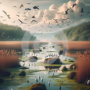 Kolkheti wetlands, AI generated image