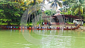 10/02/2020-Kollam, India: Players practicing for Vallam Kali (Boat Race) in Ashtamudi Lake, Kerala photo