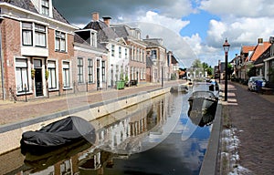 Kollum, canal and boats, Friesland the Netherlands