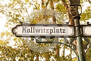 Kollwitzplatz sign, Prenzlauer Berg, Berlin