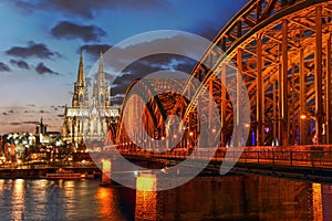 KÃÂ¶lner Dom and Hohenzollern Bridge, Cologne, Germany