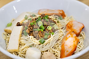 Kolo mee, or dry noodle. Popular food in Sarawak,  Malaysia