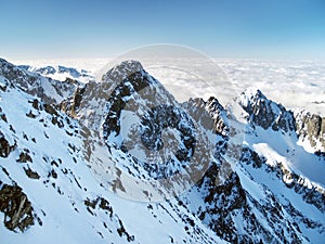 Kolovy peak (Kolovy stit) in High Tatras during winter