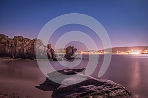 Kolymbithres beach at Paros island in Greece by night.