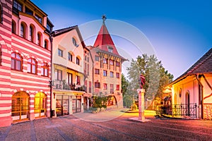 Komarno, Slovakia. Courtyard of Europe downtown square