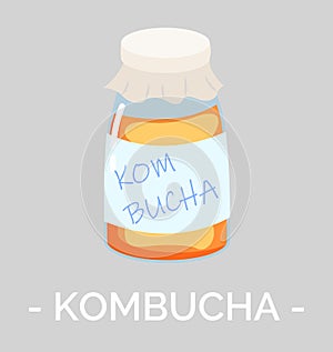 Kombucha Homemade Beverage with Fungus and Tea