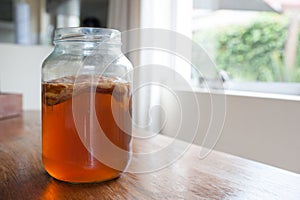 Kombucha Tea in a glass jar