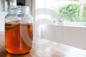 Kombucha Tea in a glass jar