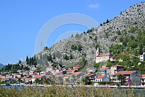 Komin village and Neretva River. Croatia