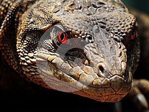 A Komodo Dragon frightens a with its