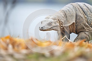 komodo dragon stalking prey in the wild