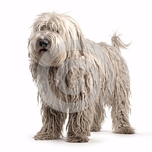 Komondor breed dog isolated on white background