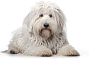 Komondor Dog Sitting On A White Background