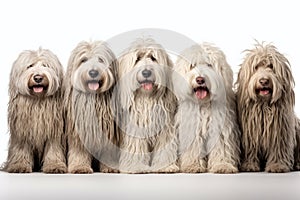 Komondor Family Foursome Dogs Sitting On A White Background photo