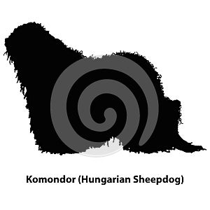 Komondor Hungarian Sheepdog breeds vector silhouettes set