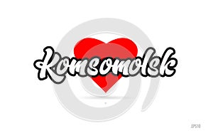 komsomolsk city design typography with red heart icon logo photo