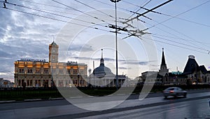 Komsomolskaya Square night. Moscow, Russia. photo