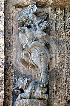 Konark Sun Temple in Odisha, India. Ancient ruin statue of Konark Sun temple.