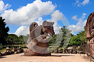 Konark Sun Temple in Odisha, India. Ancient ruin statue of Konark Sun temple.