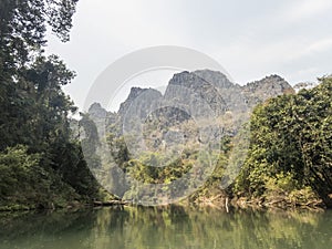 Konglor river and the mountais above the cave