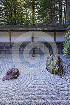 Kongobu-ji, the ecclesiastic head temple of Koyasan Shingon Buddhism and Japan largest rock garden, Mount Koya