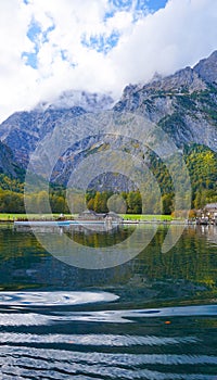 Konigsee, Germany - lake surrounded with mountains, Berchtesgaden National Park, Bavaria, Germany