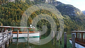 Konigsee, Germany - lake surrounded with mountains, Berchtesgaden National Park, Bavaria, Germany