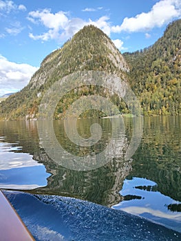 Konigsee, Germany - lake surrounded with mountains, Berchtesgaden National Park, Bavaria, Germany