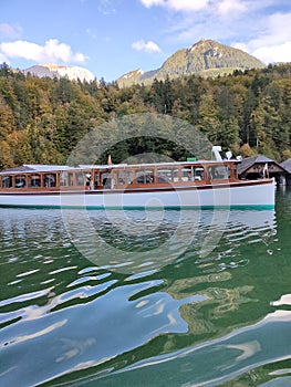 Konigsee, Germany - lake surrounded with mountains, Berchtesgaden National Park, Bavaria, Germany