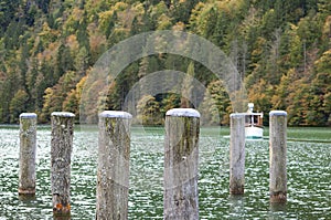 Konigsee, Germany - lake surrounded with mountains, Berchtesgaden National Park, Bavaria, Germany