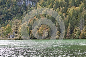 Konigsee, Germany - lake surrounded with mountains, Berchtesgaden National Park, Bavaria, Germany