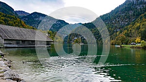 Konigsee, Germany - lake surrounded with mountains, Berchtesgaden National Park, Bavaria, Germany