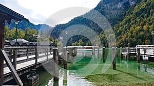 Konigsee, Germany - lake surrounded with mountains, Berchtesgaden National Park, Bavaria, Germany