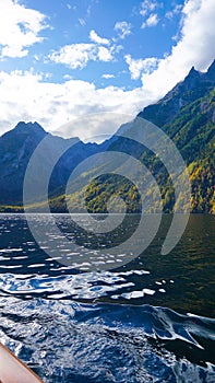 Konigsee, Germany - lake surrounded with mountains, Berchtesgaden National Park, Bavaria, Germany