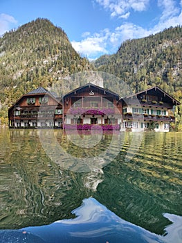 Konigsee, Germany - lake surrounded with mountains, Berchtesgaden National Park, Bavaria, Germany